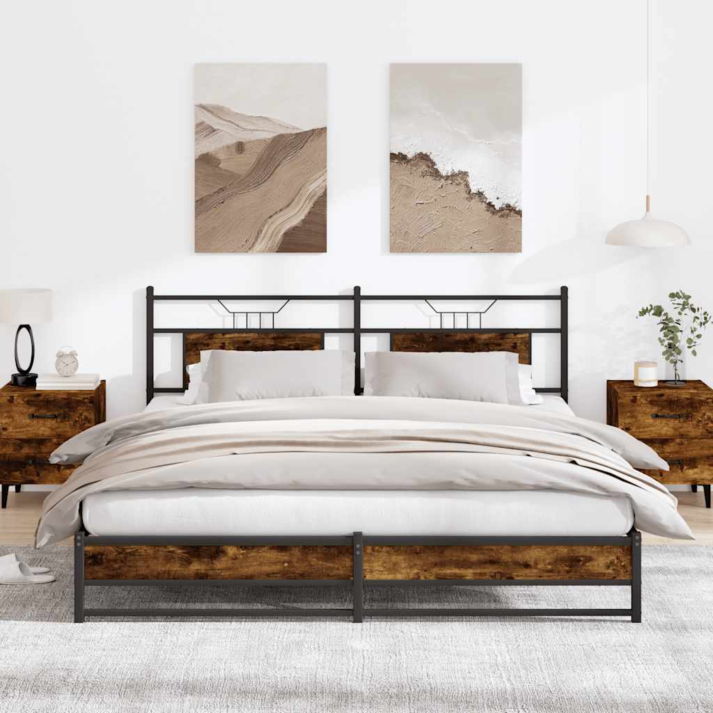 Bedframe zonder matras metaal gerookt eikenkleurig 183x213 cm is nu te koop bij PeponiXL, paradijselijk wonen!