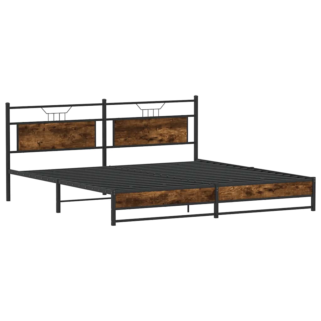 Bedframe zonder matras metaal gerookt eikenkleurig 193x201 cm is nu te koop bij PeponiXL, paradijselijk wonen!