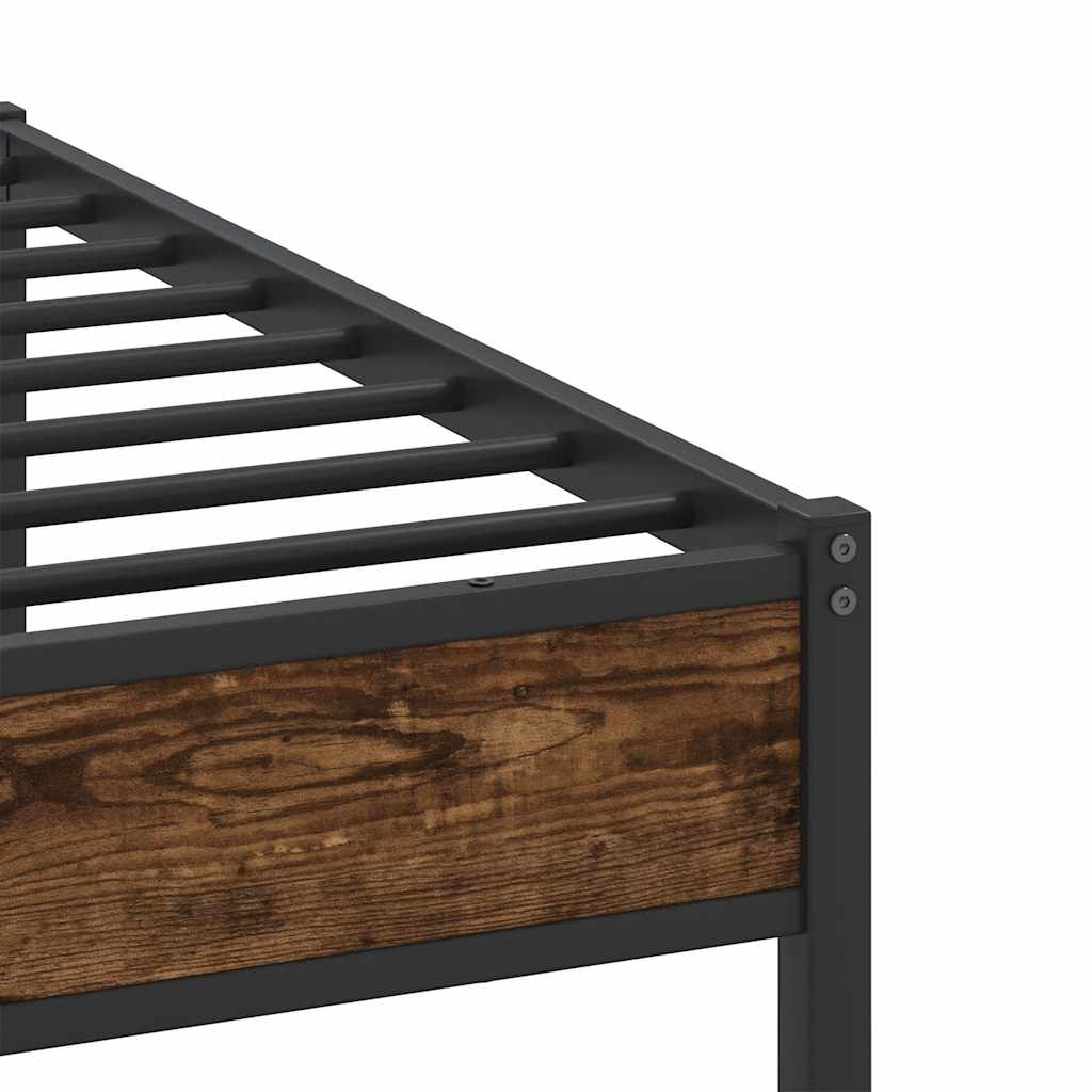 Bedframe zonder matras metaal gerookt eikenkleurig 193x201 cm is nu te koop bij PeponiXL, paradijselijk wonen!