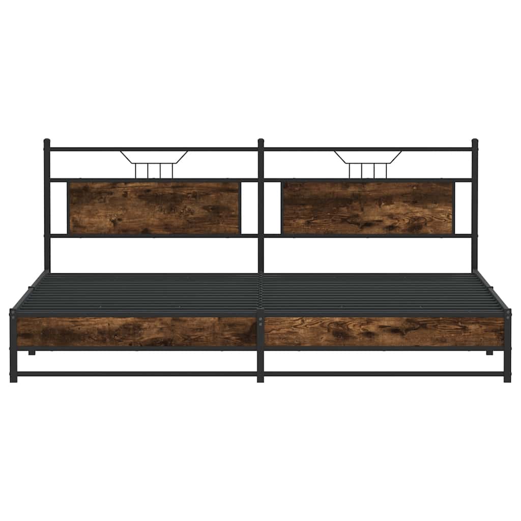 Bedframe zonder matras metaal gerookt eikenkleurig 200x200 cm is nu te koop bij PeponiXL, paradijselijk wonen!