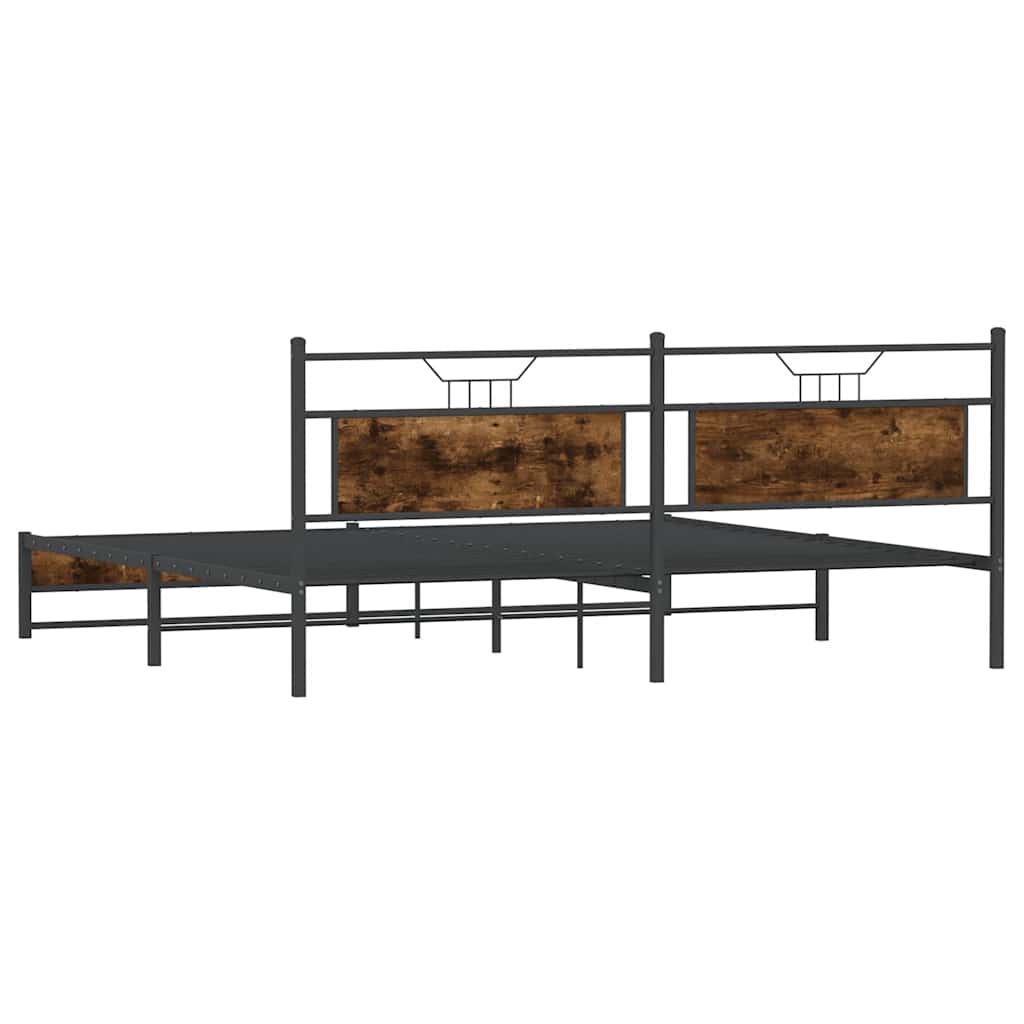 Bedframe zonder matras metaal gerookt eikenkleurig 200x200 cm is nu te koop bij PeponiXL, paradijselijk wonen!