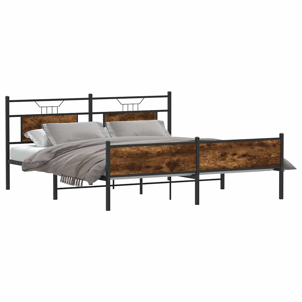 Bedframe zonder matras metaal gerookt eikenkleurig 160x200 cm is nu te koop bij PeponiXL, paradijselijk wonen!