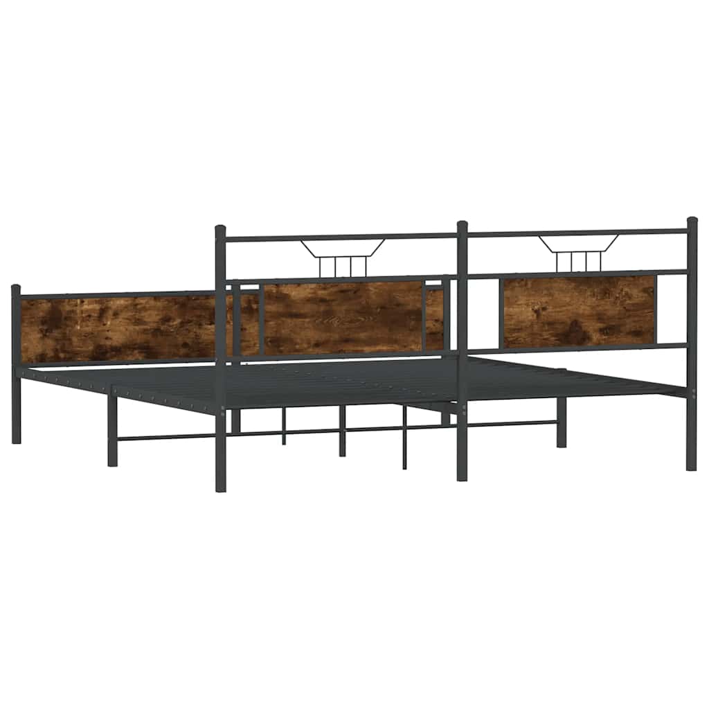Bedframe zonder matras metaal gerookt eikenkleurig 160x200 cm is nu te koop bij PeponiXL, paradijselijk wonen!