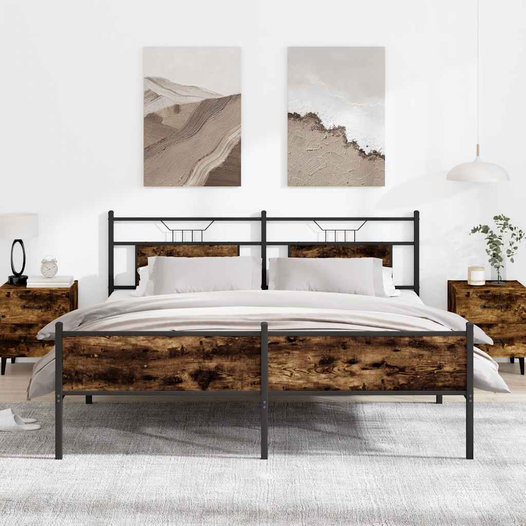Bedframe zonder matras metaal gerookt eikenkleurig 180x200 cm is nu te koop bij PeponiXL, paradijselijk wonen!