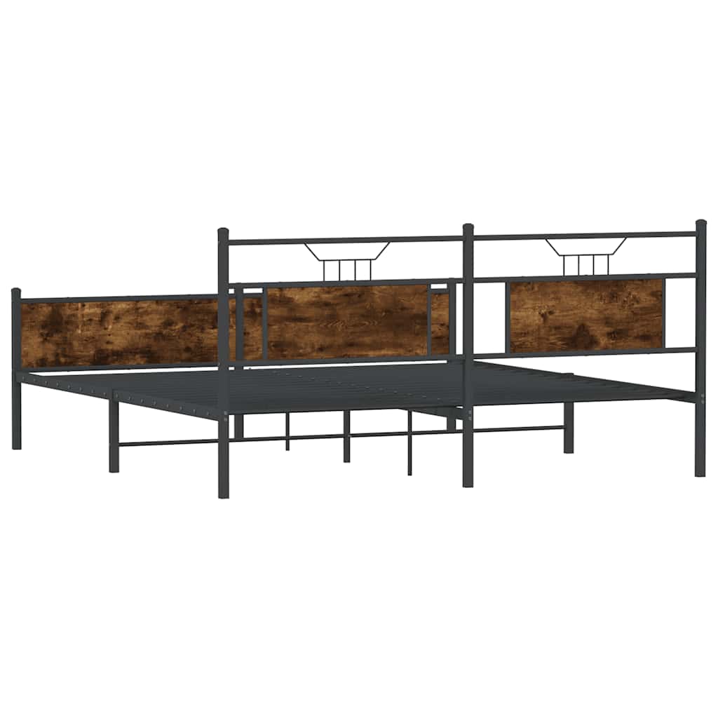 Bedframe zonder matras metaal gerookt eikenkleurig 180x200 cm is nu te koop bij PeponiXL, paradijselijk wonen!