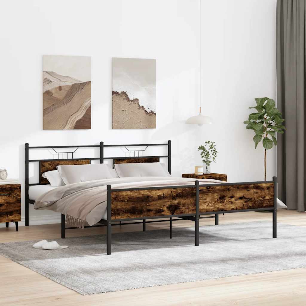Bedframe zonder matras metaal gerookt eikenkleurig 180x200 cm is nu te koop bij PeponiXL, paradijselijk wonen!
