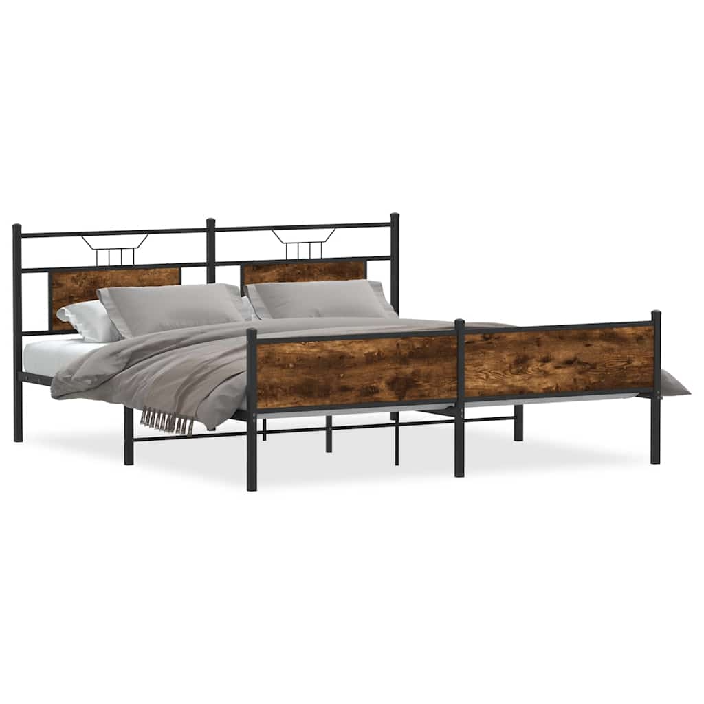 Bedframe zonder matras metaal gerookt eikenkleurig 183x213 cm is nu te koop bij PeponiXL, paradijselijk wonen!