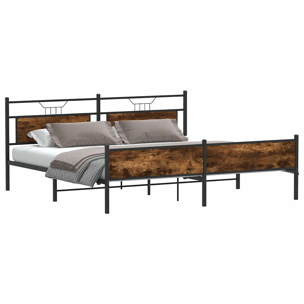 Bedframe zonder matras metaal gerookt eikenkleurig 193x201 cm is nu te koop bij PeponiXL, paradijselijk wonen!