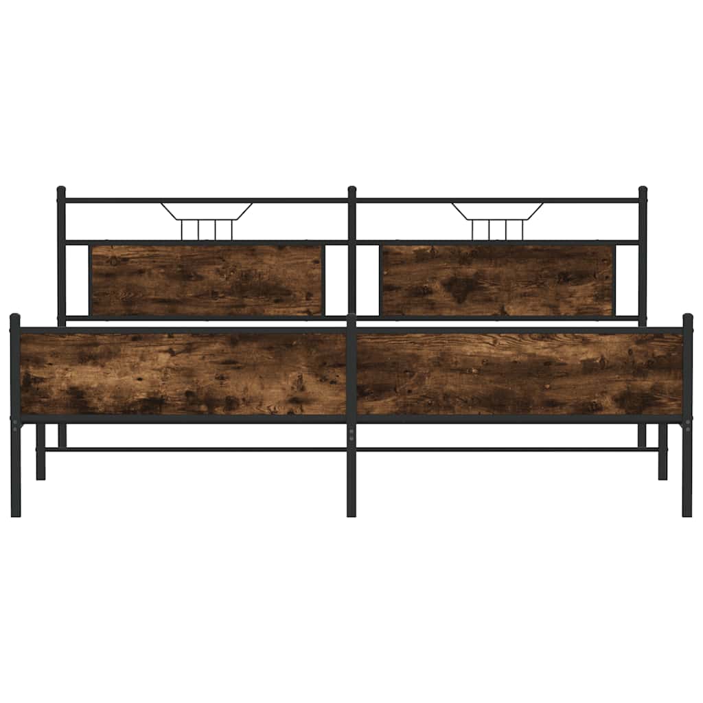 Bedframe zonder matras metaal gerookt eikenkleurig 193x201 cm is nu te koop bij PeponiXL, paradijselijk wonen!