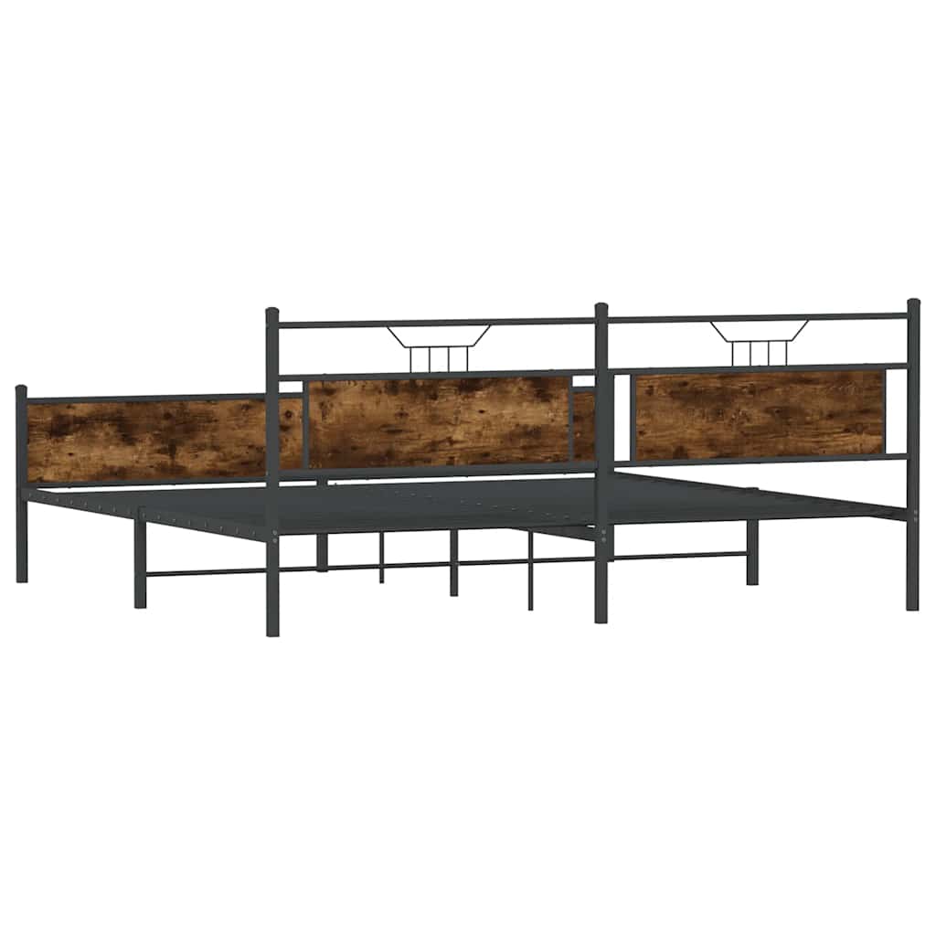 Bedframe zonder matras metaal gerookt eikenkleurig 193x201 cm is nu te koop bij PeponiXL, paradijselijk wonen!