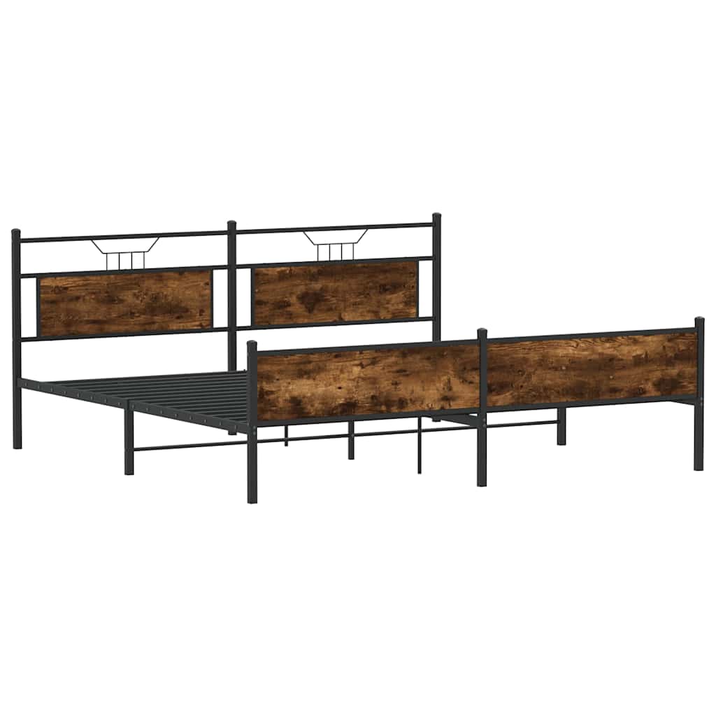 Bedframe zonder matras metaal gerookt eikenkleurig 200x200 cm is nu te koop bij PeponiXL, paradijselijk wonen!