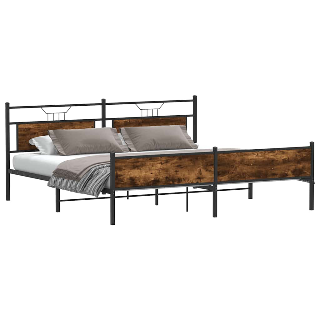 Bedframe zonder matras metaal gerookt eikenkleurig 200x200 cm is nu te koop bij PeponiXL, paradijselijk wonen!
