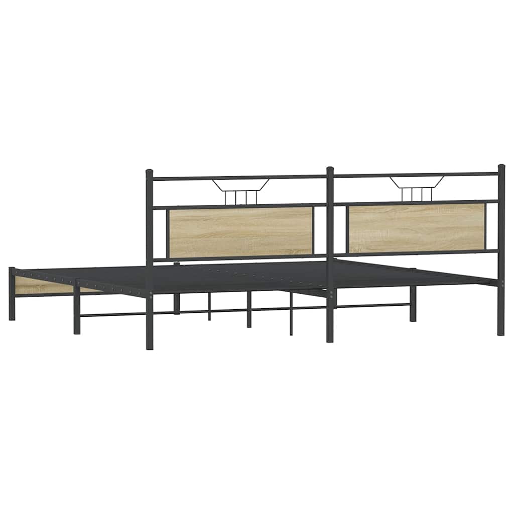 Bedframe zonder matras metaal sonoma eikenkleurig 193x201 cm is nu te koop bij PeponiXL, paradijselijk wonen!