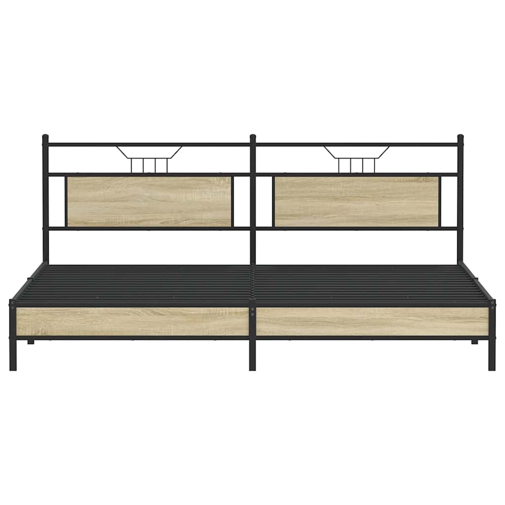 Bedframe zonder matras metaal sonoma eikenkleur 200x200 cm is nu te koop bij PeponiXL, paradijselijk wonen!