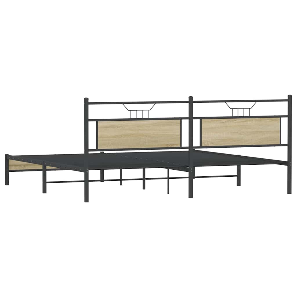 Bedframe zonder matras metaal sonoma eikenkleur 200x200 cm is nu te koop bij PeponiXL, paradijselijk wonen!