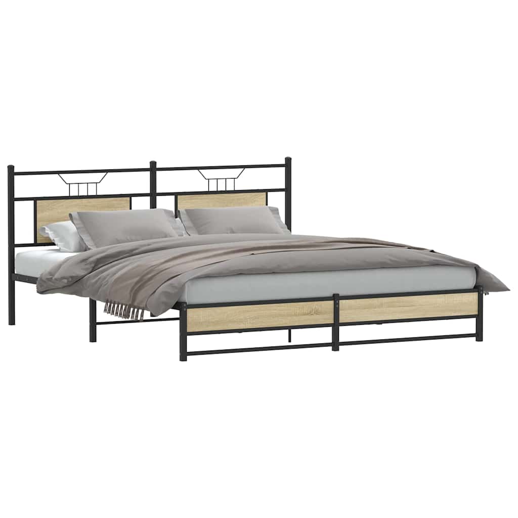 Bedframe zonder matras metaal sonoma eikenkleurig 180x200 cm is nu te koop bij PeponiXL, paradijselijk wonen!