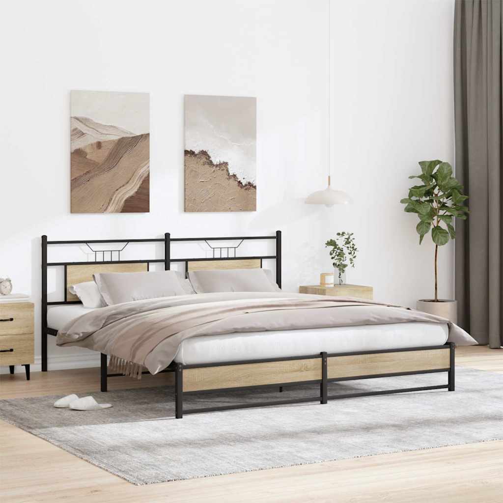 Bedframe zonder matras metaal sonoma eikenkleurig 180x200 cm is nu te koop bij PeponiXL, paradijselijk wonen!