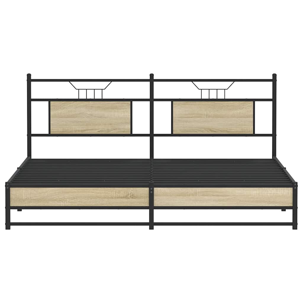 Bedframe zonder matras metaal sonoma eikenkleurig 180x200 cm is nu te koop bij PeponiXL, paradijselijk wonen!