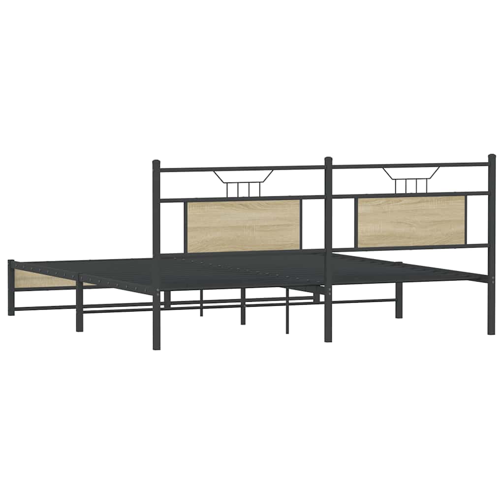 Bedframe zonder matras metaal sonoma eikenkleurig 180x200 cm is nu te koop bij PeponiXL, paradijselijk wonen!