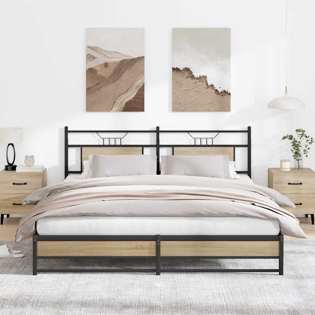 Bedframe zonder matras metaal sonoma eikenkleurig 180x200 cm is nu te koop bij PeponiXL, paradijselijk wonen!