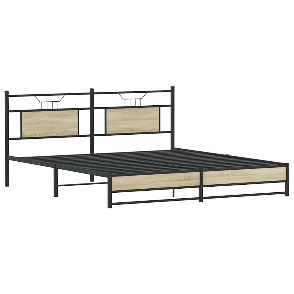 Bedframe zonder matras metaal sonoma eikenkleurig 183x213 cm is nu te koop bij PeponiXL, paradijselijk wonen!