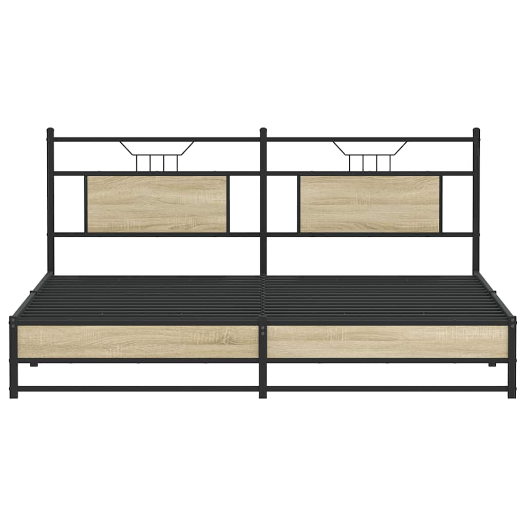 Bedframe zonder matras metaal sonoma eikenkleurig 183x213 cm is nu te koop bij PeponiXL, paradijselijk wonen!