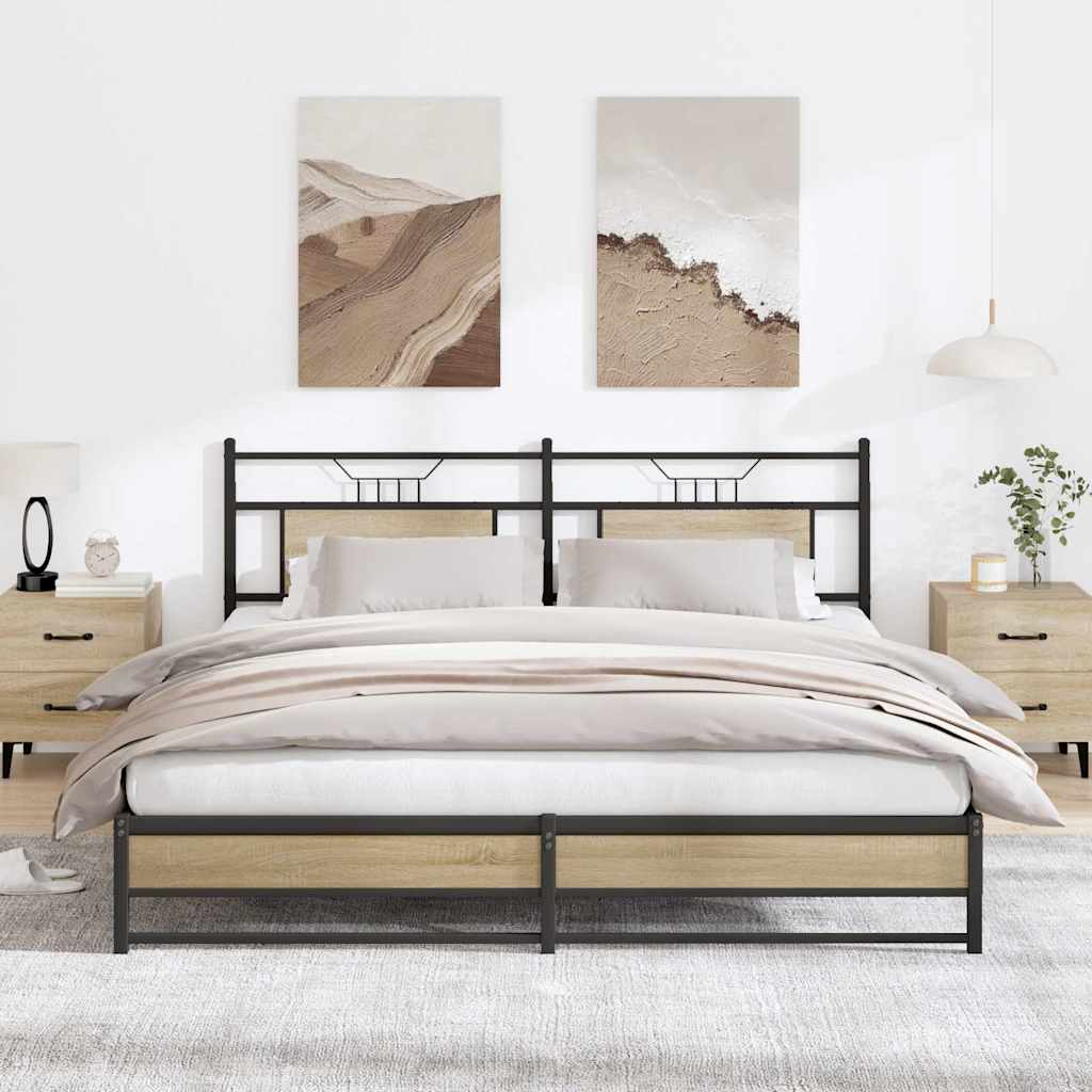Bedframe zonder matras metaal sonoma eikenkleurig 183x213 cm is nu te koop bij PeponiXL, paradijselijk wonen!