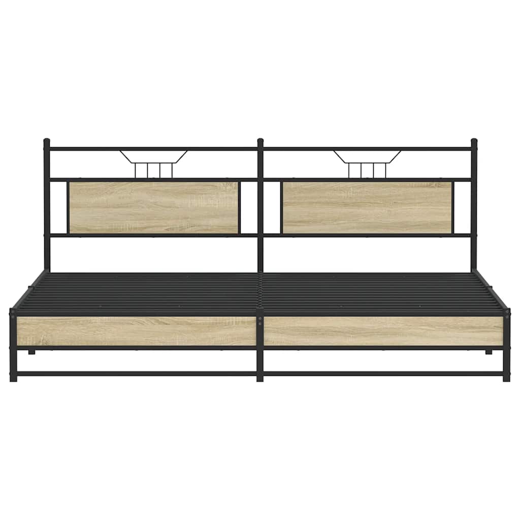 Bedframe zonder matras metaal sonoma eikenkleurig 193x201 cm is nu te koop bij PeponiXL, paradijselijk wonen!