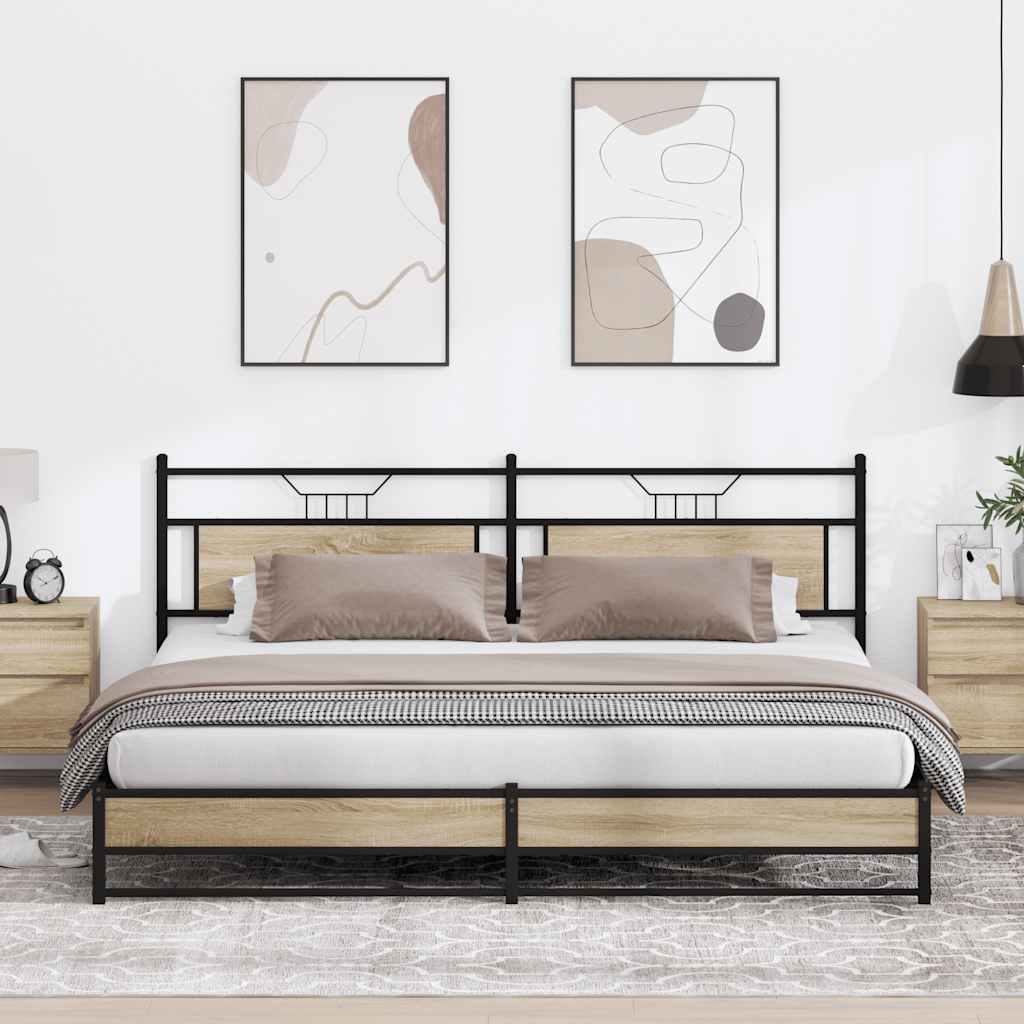 Bedframe zonder matras metaal sonoma eikenkleurig 193x201 cm is nu te koop bij PeponiXL, paradijselijk wonen!