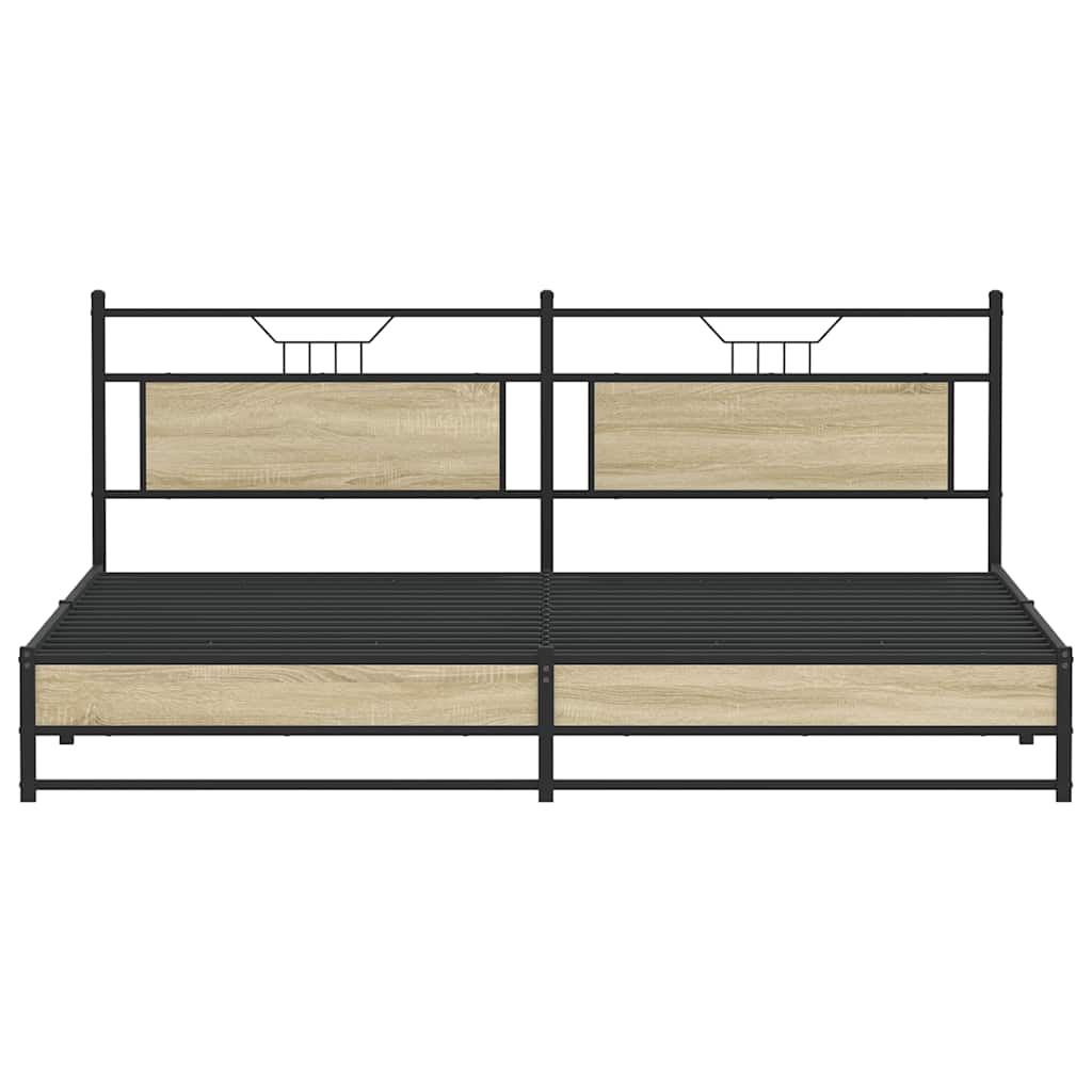 Bedframe zonder matras metaal sonoma eikenkleur 200x200 cm is nu te koop bij PeponiXL, paradijselijk wonen!