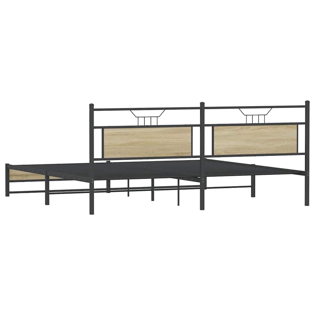 Bedframe zonder matras metaal sonoma eikenkleur 200x200 cm is nu te koop bij PeponiXL, paradijselijk wonen!
