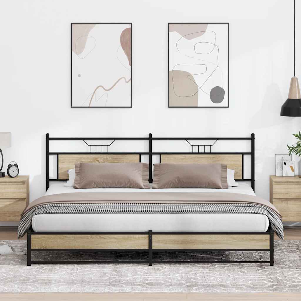 Bedframe zonder matras metaal sonoma eikenkleur 200x200 cm is nu te koop bij PeponiXL, paradijselijk wonen!