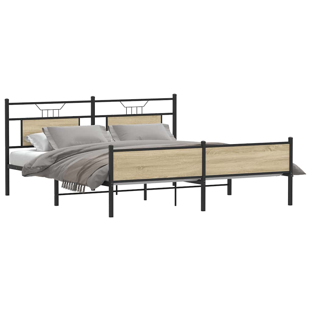 Bedframe zonder matras metaal sonoma eikenkleurig 160x200 cm is nu te koop bij PeponiXL, paradijselijk wonen!
