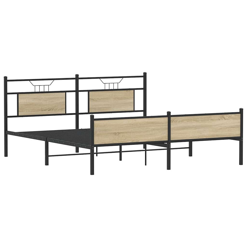 Bedframe zonder matras metaal sonoma eikenkleurig 160x200 cm is nu te koop bij PeponiXL, paradijselijk wonen!