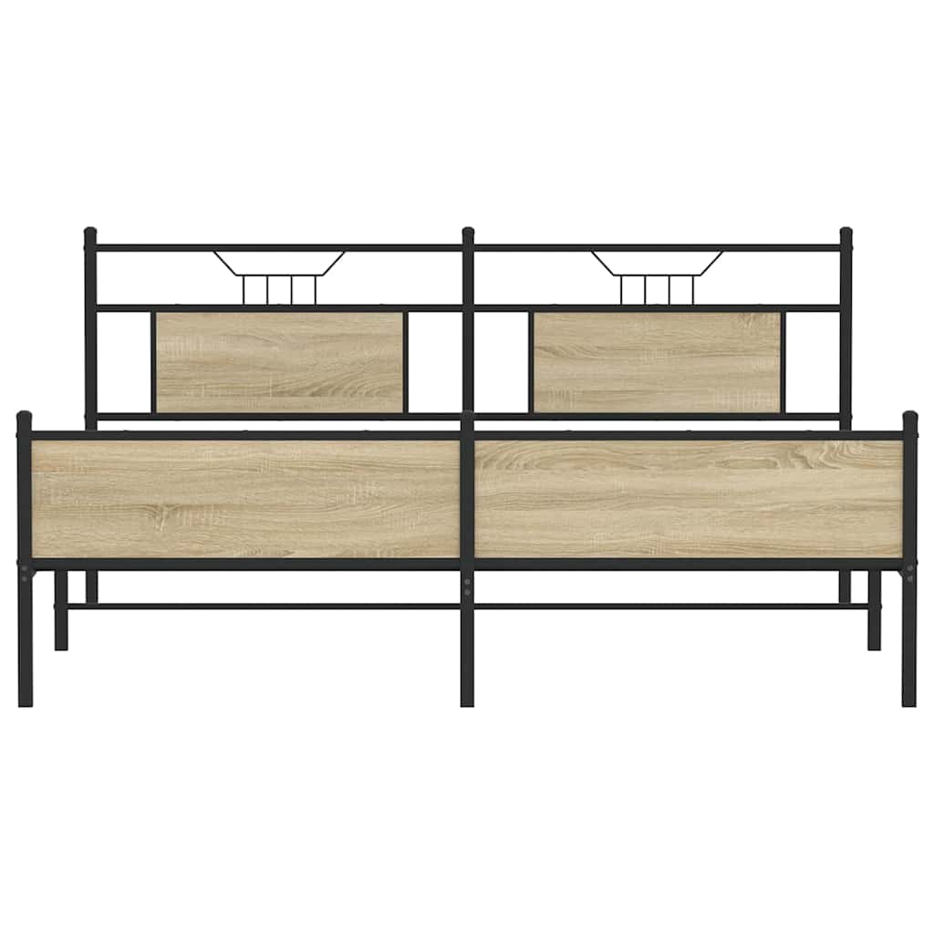 Bedframe zonder matras metaal sonoma eikenkleurig 160x200 cm is nu te koop bij PeponiXL, paradijselijk wonen!