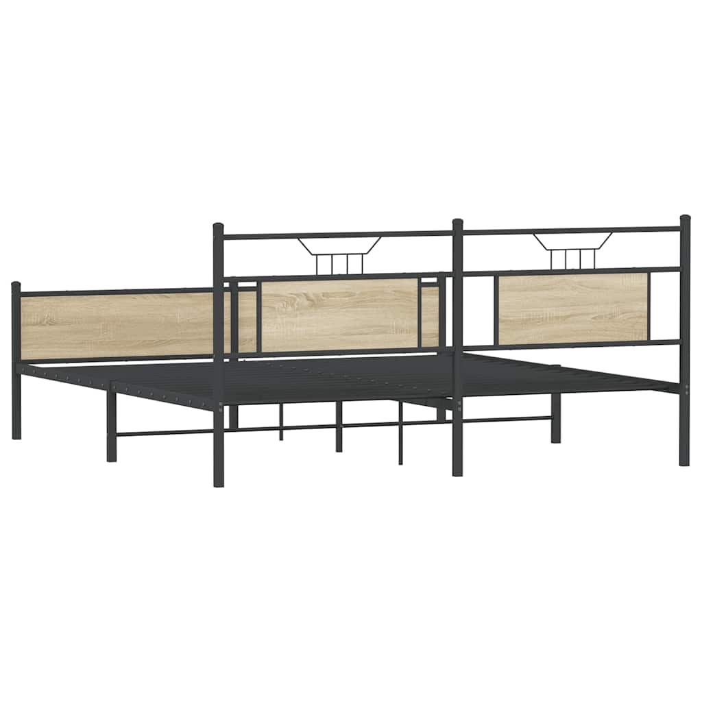 Bedframe zonder matras metaal sonoma eikenkleurig 160x200 cm is nu te koop bij PeponiXL, paradijselijk wonen!