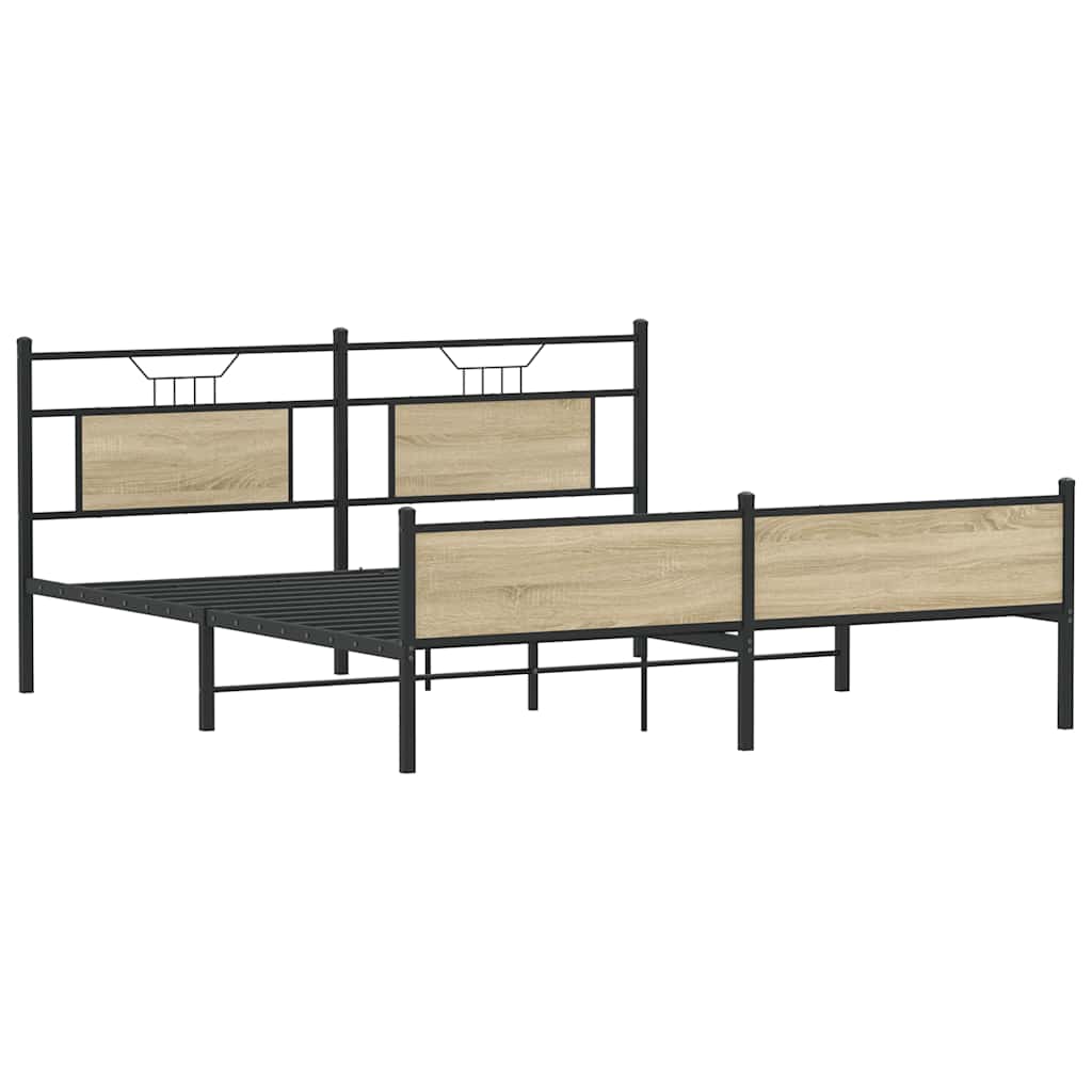 Bedframe zonder matras metaal sonoma eikenkleurig 180x200 cm is nu te koop bij PeponiXL, paradijselijk wonen!