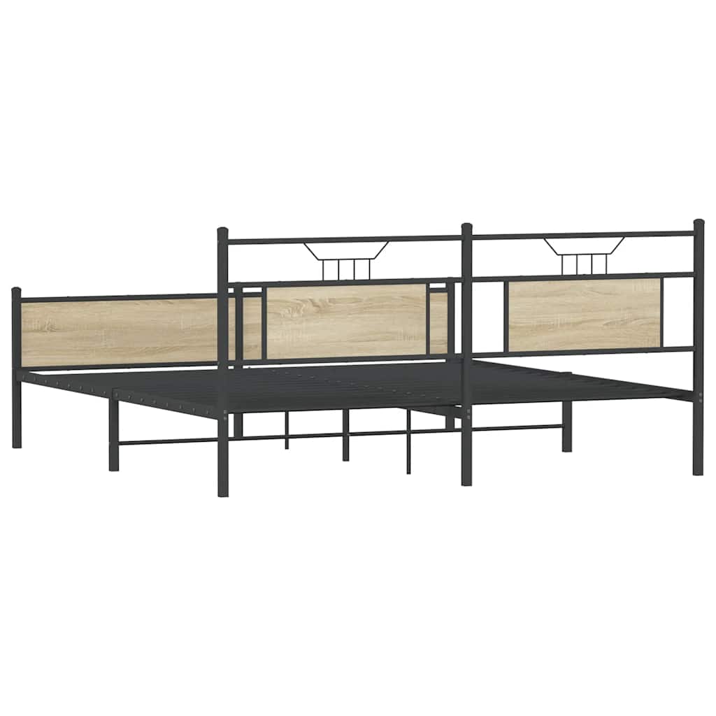 Bedframe zonder matras metaal sonoma eikenkleurig 180x200 cm is nu te koop bij PeponiXL, paradijselijk wonen!