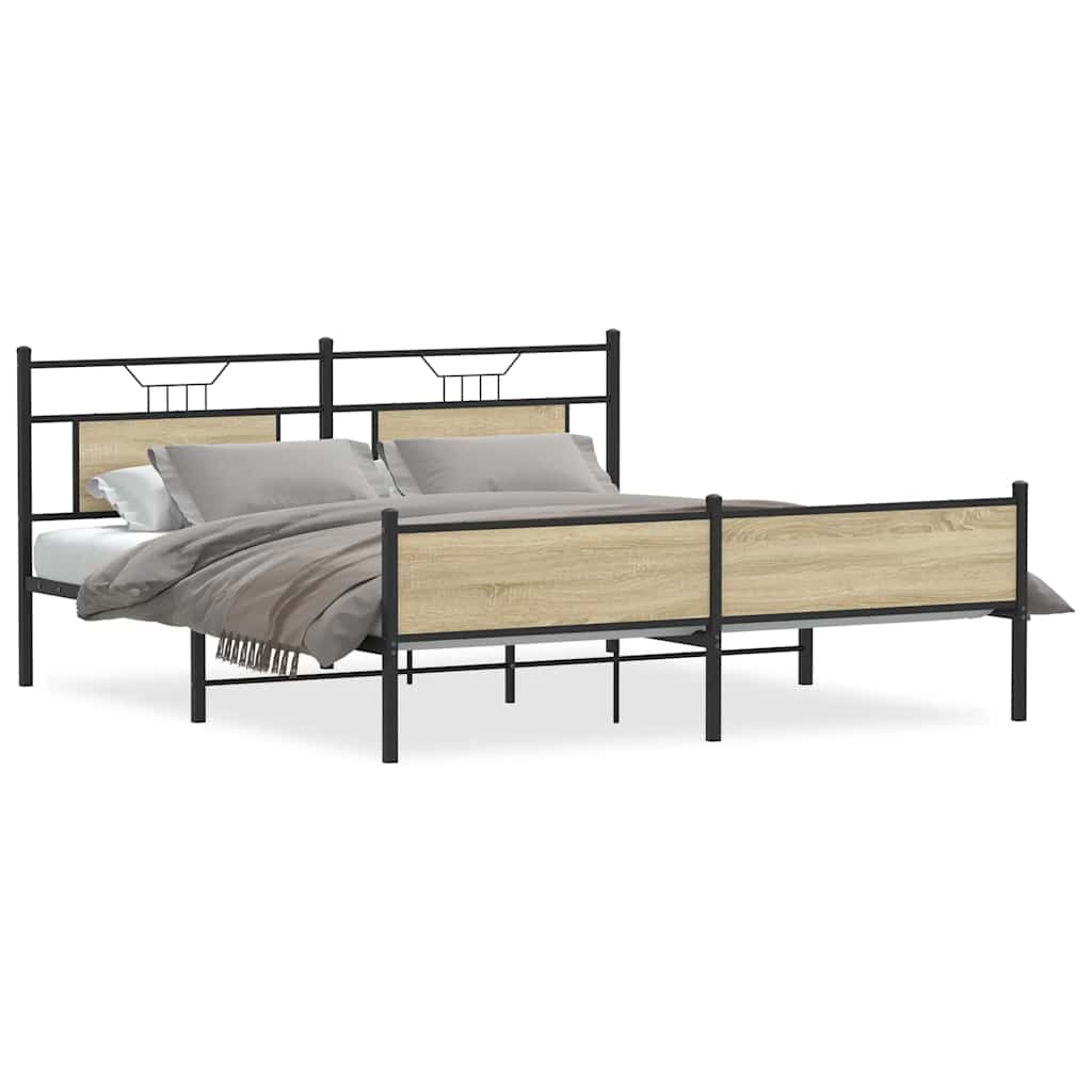 Bedframe zonder matras metaal sonoma eikenkleurig 183x213 cm is nu te koop bij PeponiXL, paradijselijk wonen!