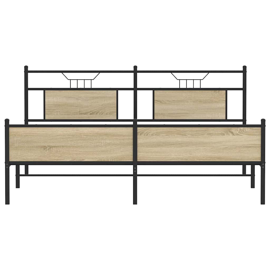 Bedframe zonder matras metaal sonoma eikenkleurig 183x213 cm is nu te koop bij PeponiXL, paradijselijk wonen!