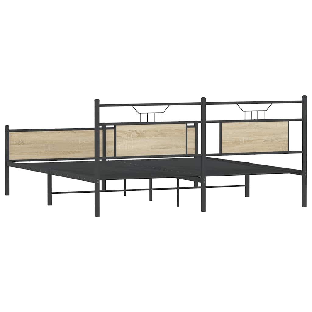 Bedframe zonder matras metaal sonoma eikenkleurig 183x213 cm is nu te koop bij PeponiXL, paradijselijk wonen!