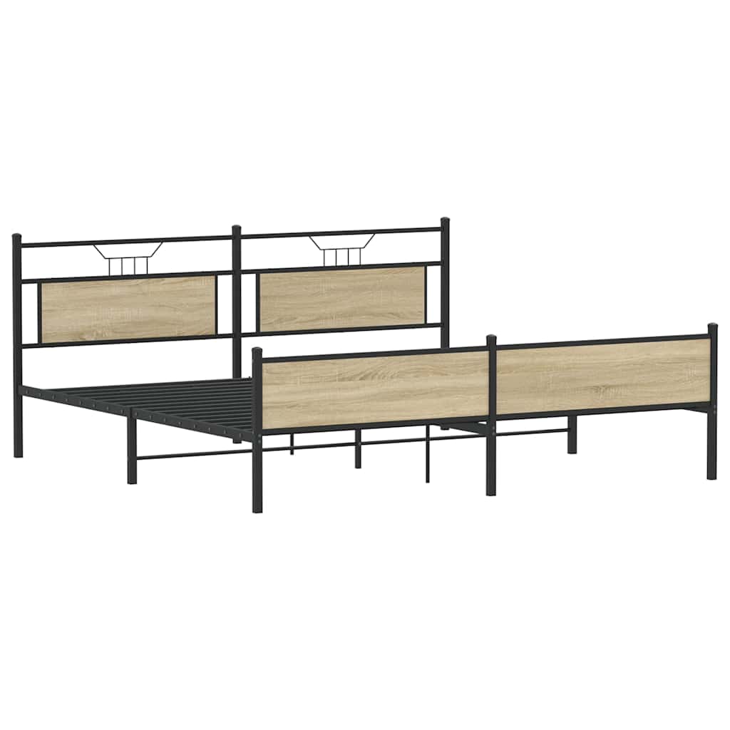 Bedframe zonder matras metaal sonoma eikenkleur 200x200 cm is nu te koop bij PeponiXL, paradijselijk wonen!