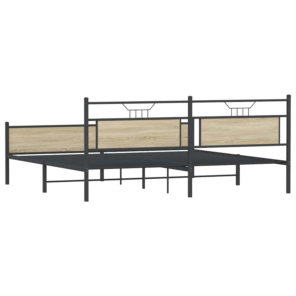 Bedframe zonder matras metaal sonoma eikenkleur 200x200 cm is nu te koop bij PeponiXL, paradijselijk wonen!