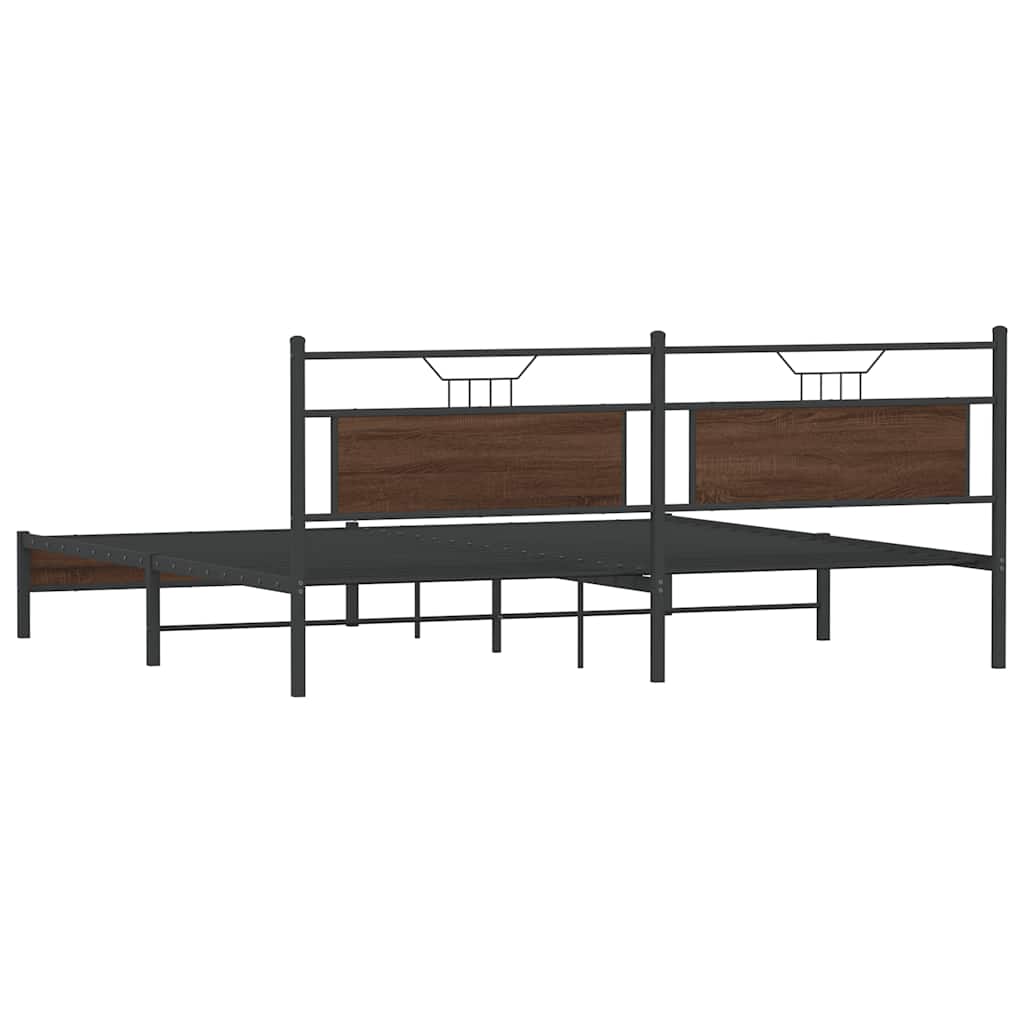 Bedframe zonder matras metaal bruin eikenkleur 193x201 cm is nu te koop bij PeponiXL, paradijselijk wonen!