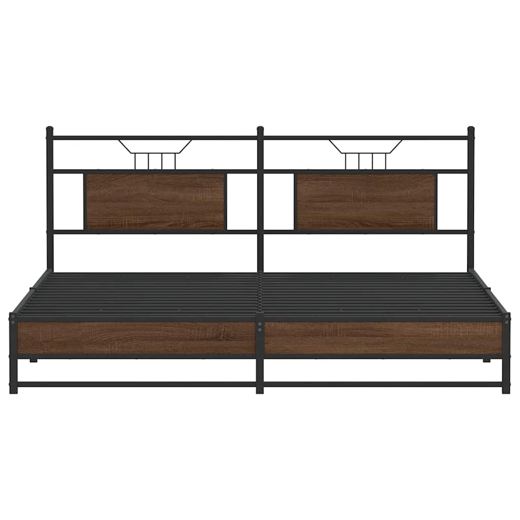 Bedframe zonder matras metaal bruin eikenkleur 180x200 cm is nu te koop bij PeponiXL, paradijselijk wonen!