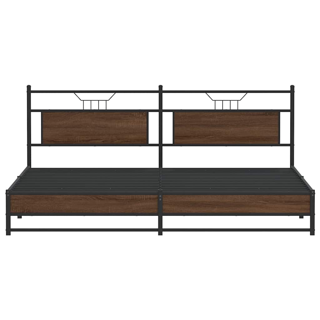 Bedframe zonder matras metaal bruin eikenkleur 193x201 cm is nu te koop bij PeponiXL, paradijselijk wonen!