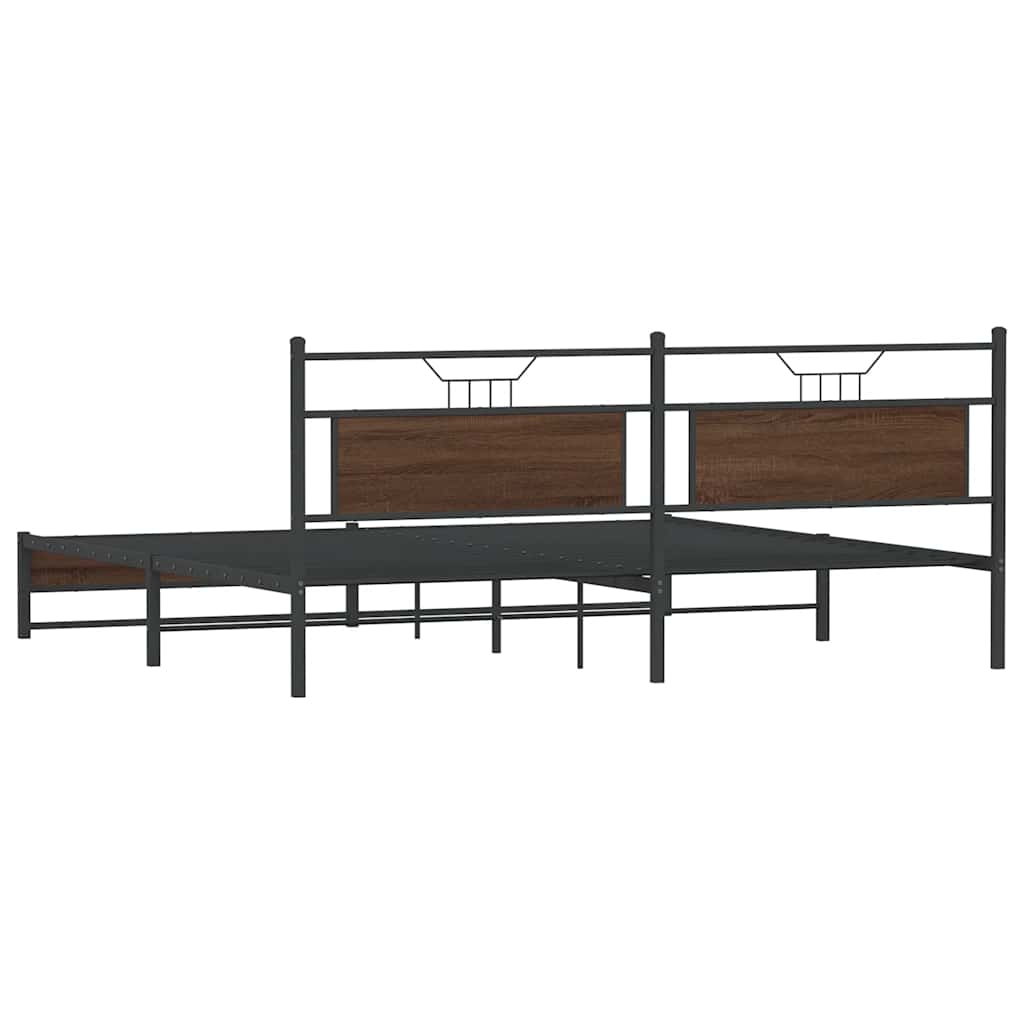 Bedframe zonder matras metaal bruin eikenkleur 193x201 cm is nu te koop bij PeponiXL, paradijselijk wonen!