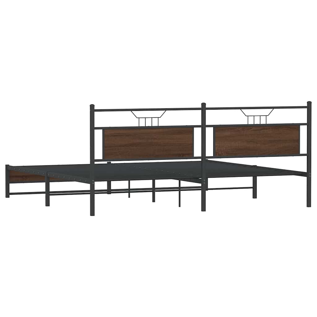 Bedframe zonder matras metaal bruin eikenkleurig 200x200 cm is nu te koop bij PeponiXL, paradijselijk wonen!