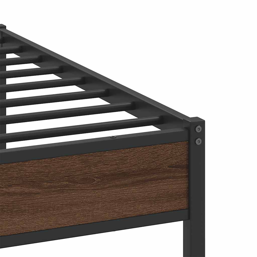 Bedframe zonder matras metaal bruin eikenkleurig 200x200 cm is nu te koop bij PeponiXL, paradijselijk wonen!