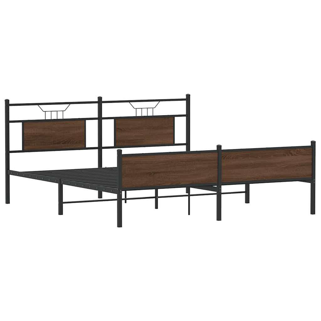 Bedframe zonder matras metaal bruin eikenkleurig 160x200 cm is nu te koop bij PeponiXL, paradijselijk wonen!